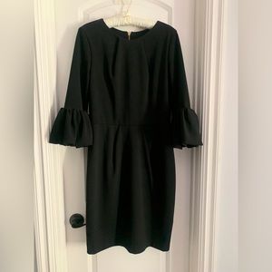 Betsy Adam Black Bell Sleeve Dress pencil zipper 12